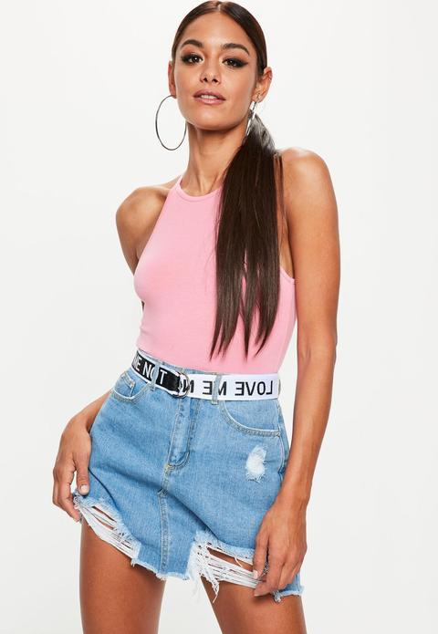 Pink 90s Neck Bodysuit, Pink