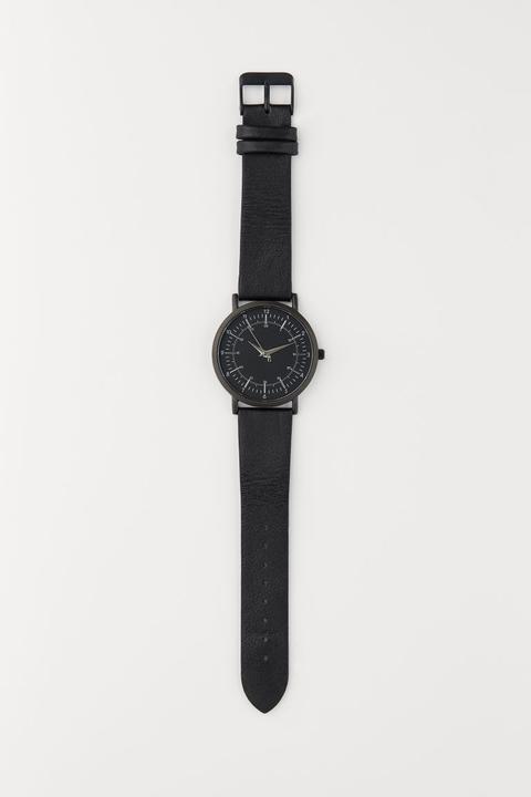 Reloj Con Correa De Piel - Negro