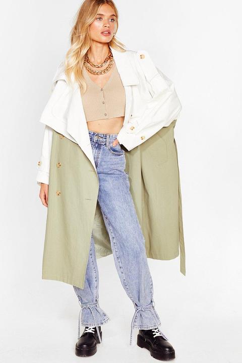 Womens Two Tone Belted Oversized Trench, Nasty Gal Trench Coats