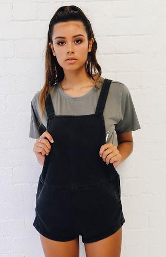 Stealth Short Overalls - Faded Black