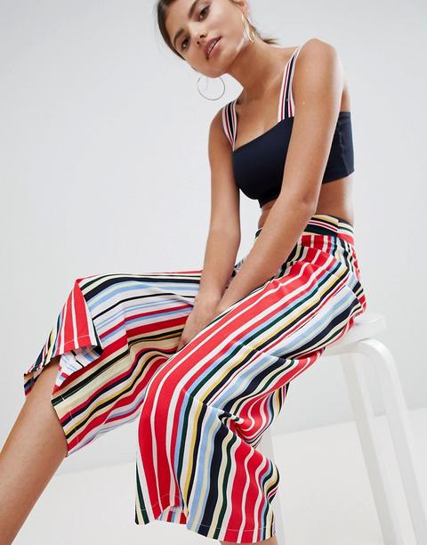 Prettylittlething - Gonna Pantalone A Righe Multicolori - Multicolore