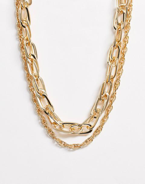 Pieces Multi Layered Chunky Chain Necklace-gold