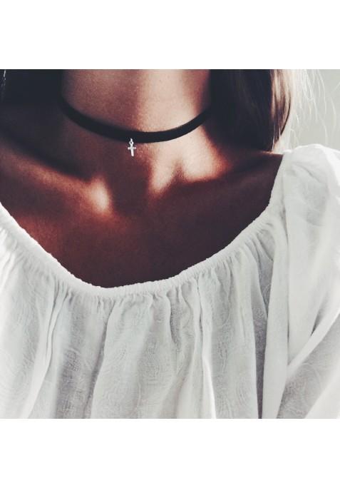 Little Cross Velvet Choker