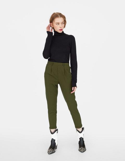 Pantaloni Tailored Slim Fit Verde Oliva