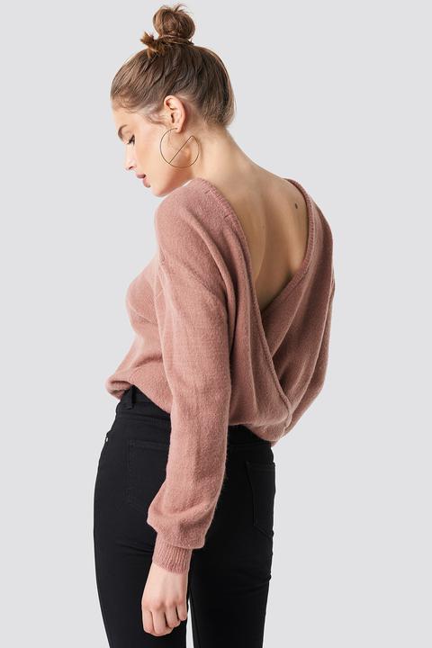 Na-kd Trend Back Overlap Knitted Sweater - Pink