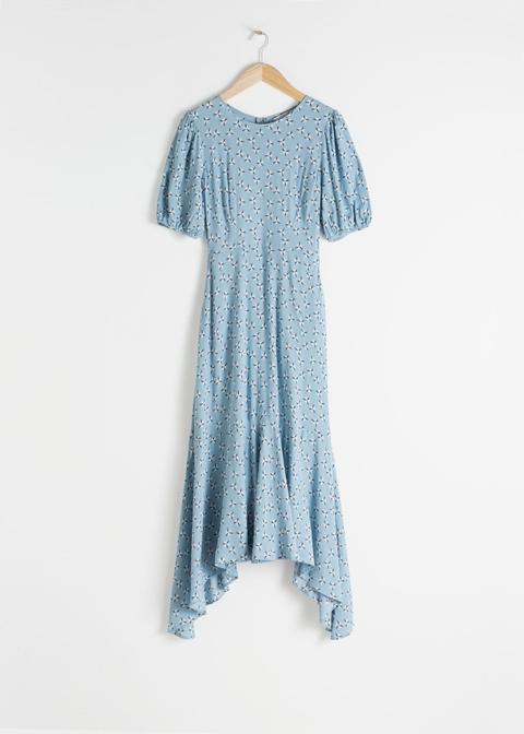 Cotton Blend Handkerchief Midi Dress