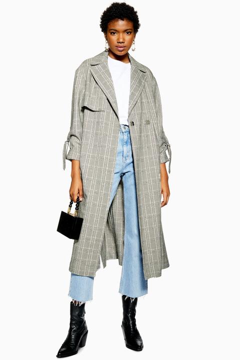 Womens Textured Check Trench - Multi, Multi