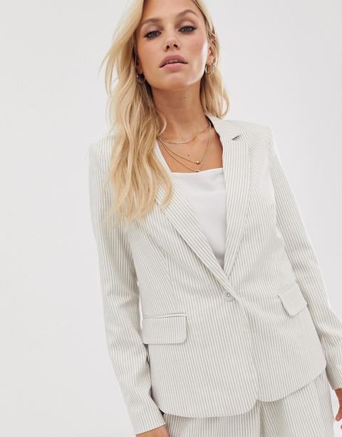 Vero Moda Stripe Linen Blazer-cream from ASOS on 21 Buttons