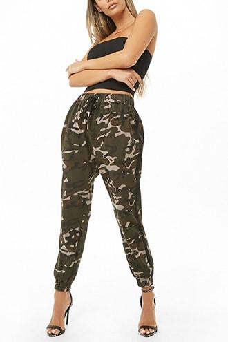 camo drawstring joggers