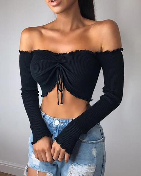 Sexy Ruched Off Shoulder Crop Top