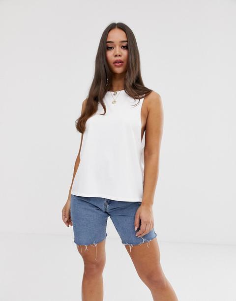 Camiseta Sin Mangas Con Sisas Caídas Extremas En Blanco De Asos Design