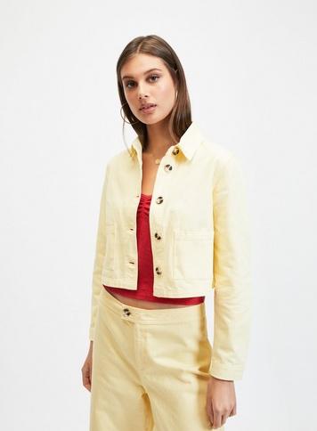 Womens Yellow Utility Denim Jacket, Yellow