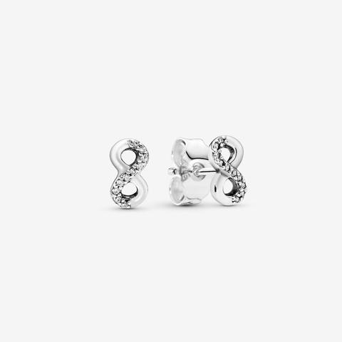 Pandora Sparkling Infinity Stud Earrings - Sterling Silver / Clear