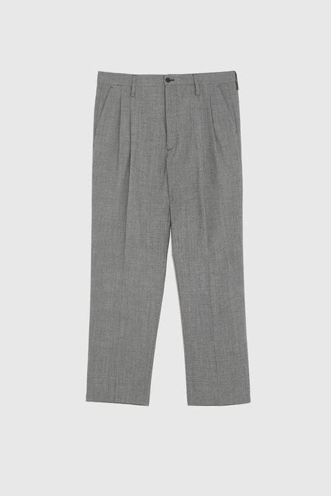 Pantaloni Da Completo A Quadri Con Pinces