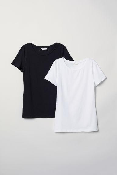 H & M - Maglie In Jersey, 2 Pz - Nero