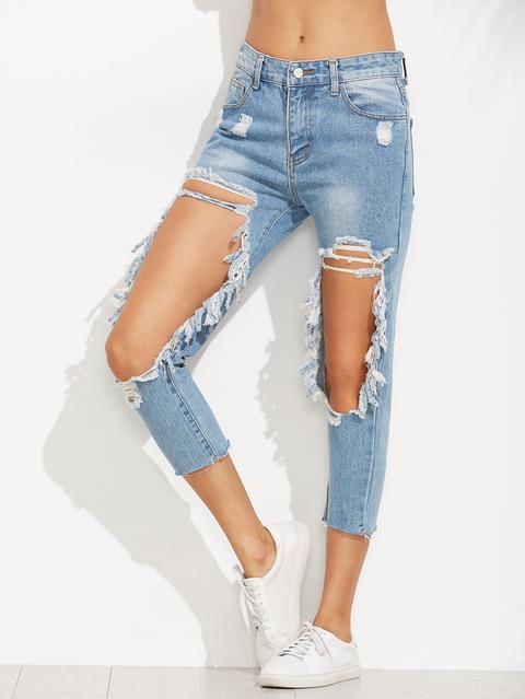 Jeans Magri Strappati - Blu