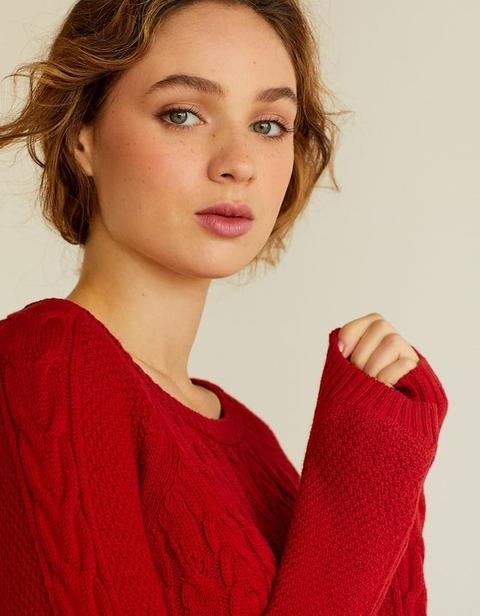 Pullover Trecce Rosso