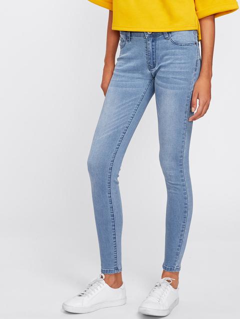 Bleached Wash Skinny Jeans