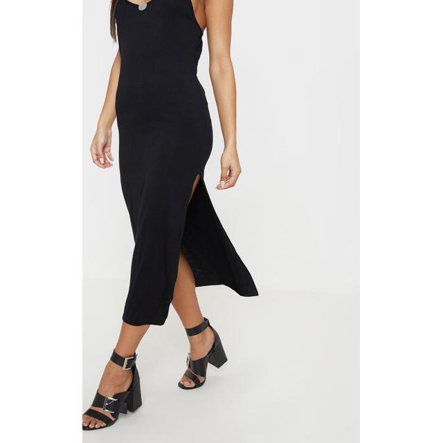 jersey split midi dress