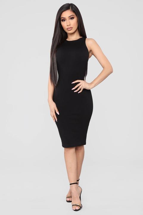 Melinda Body Sculpting Midi Dress - Black