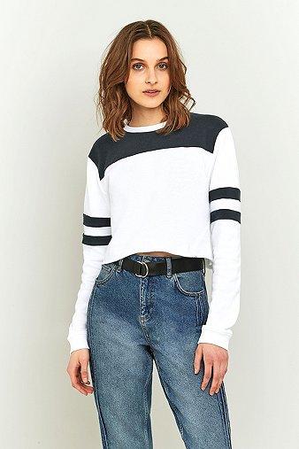 Bdg Striped Sleeve Cropped Sweatshirt - Womens M