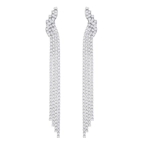 Orecchini A Clip Fit, Bianco, Placcatura Rutenio