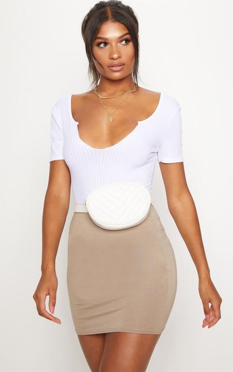 Basic Taupe Jersey Mini Skirt