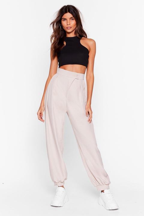 Womens Tailored High Waisted Cuffed Trousers