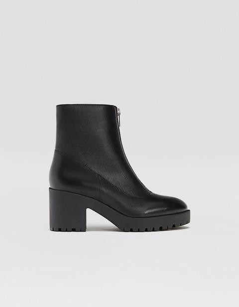 Stivaletto Nero Con Tacco E Suola Track In Pelle Nero