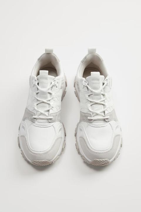 White Chunky Sole Sneakers