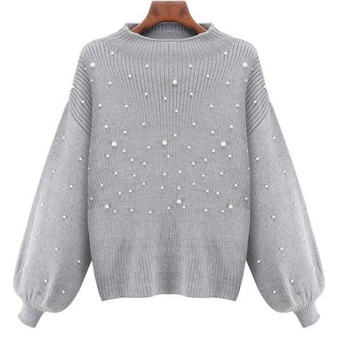 Maglione Pianura Perla Collo A Fascia Dolce Grigio