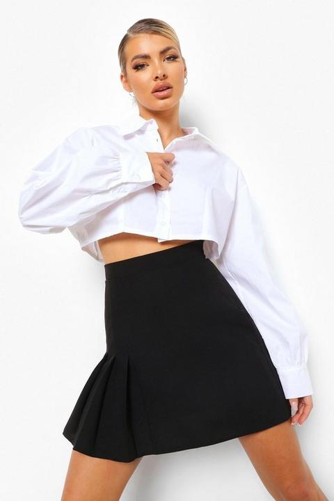 Womens Boxy Oversized Crop Shirt - White - 14, White