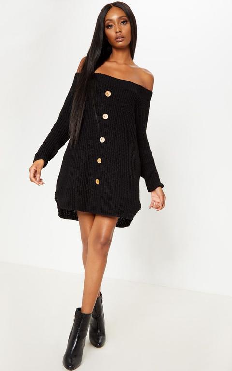 black bardot jumper dress