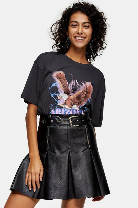 Black Pleated Buckle Mini Tennis Skirt