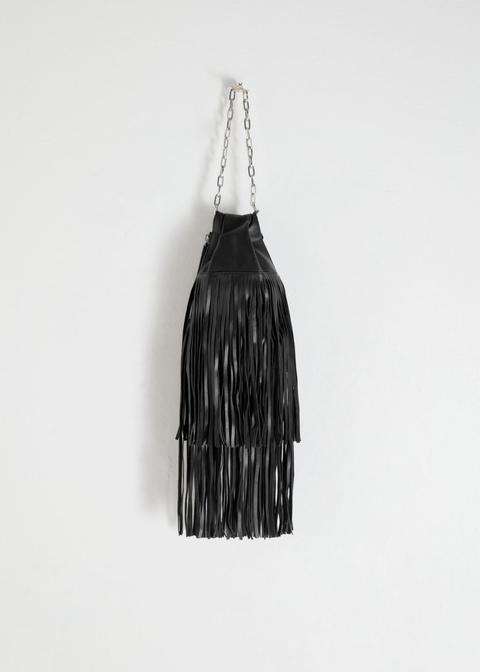 Leather Fringe Chain Clutch