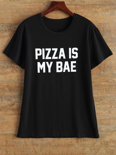 Jewel Neck Pizza È Bae T-shirt Il Mio