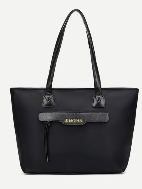 Tote Borsa Nylon Cerniera A Fronte - Nero