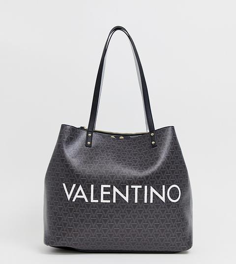 valentino by mario valentino geometric print branded shopper bag