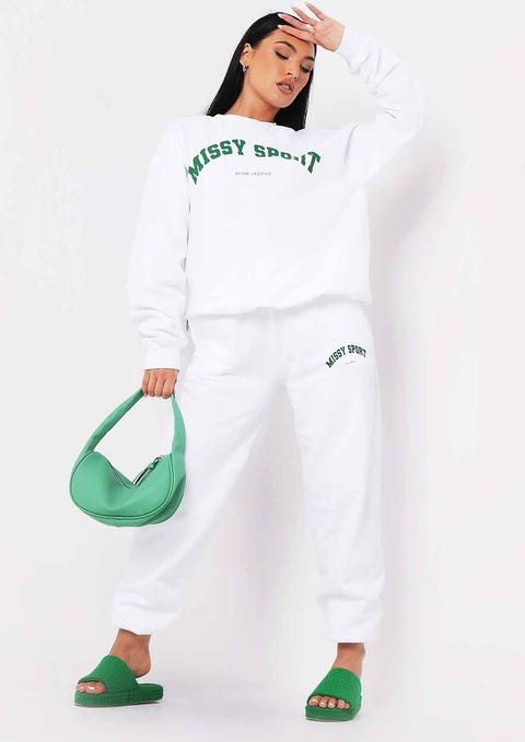 Zoey White Missy Sport Slogan Jogger Co-ord