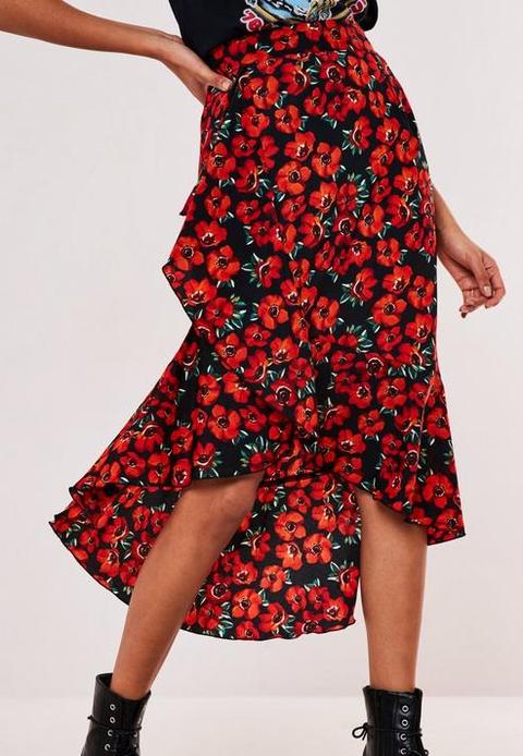 Missguided floral outlet midi skirt