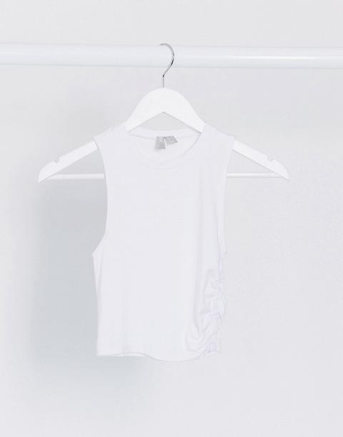 Asos Design Crop Vest With Ruched Side In White