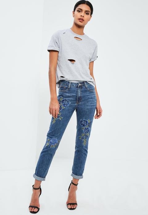 Blue Riot High Rise Floral Embroidered Jeans