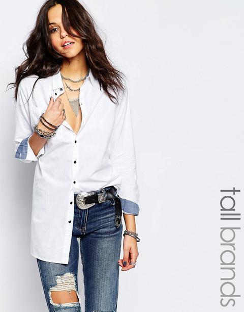 Camisa Larga Blanca De Noisy May Tall