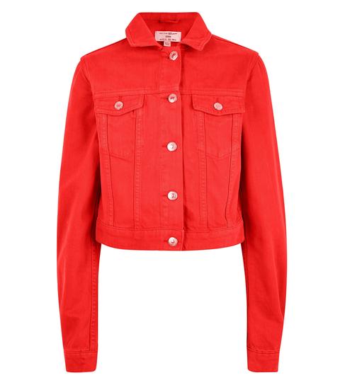 next red denim jacket