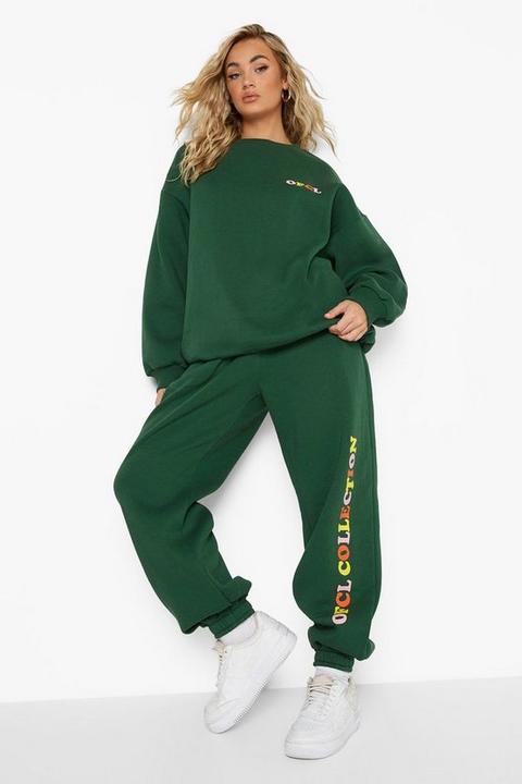 Womens Multi Print Jumper Tracksuit - Green - S, Green