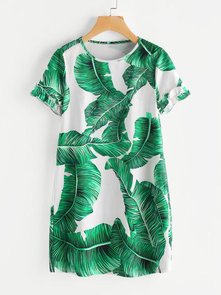 Vestito Con Stampa Di Foglia Di Palma