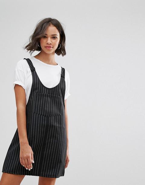 Vestido Estilo Peto A Rayas Finas De Pull&bear