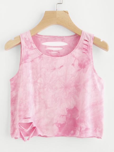 Water Color Ripped Tank Top