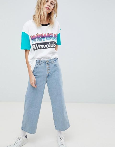 Wrangler - Boyfriend Jeans Con Bottoni A Vista - Blu