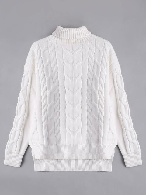 Maglione Maglia A Maglia Bassa Del Cavo Della Tartaruga Bassa White